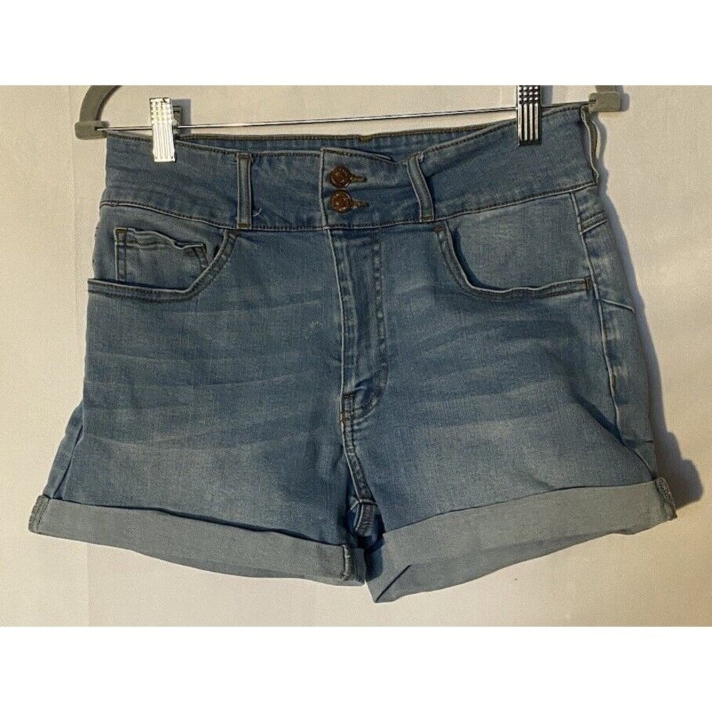 FOREVER 21 Shorts Women's SZ 30 Stretch High Rise Cuffed Casual Blue Denim Jean